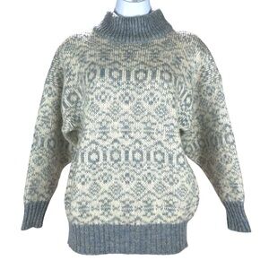 Vintage Hilda Ltd Iceland 100% Wool Nordic Fair Isle Sweater Women’s XS Blue